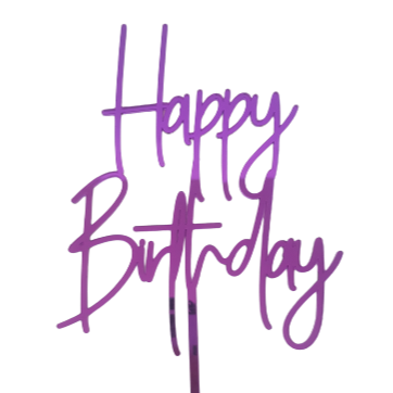 CAKE TOPPER HAPPY BIRTHDAY ESPEJO MORADO