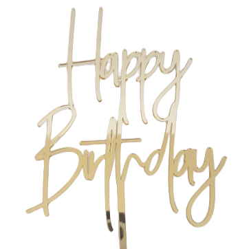 CAKE TOPPER HAPPY BIRTHDAY ESPEJO DORADO