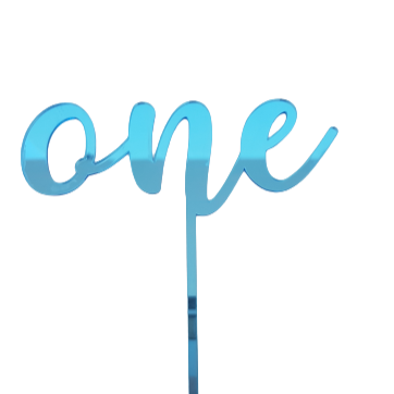 CAKE TOPPER ONE ESPEJO AZUL
