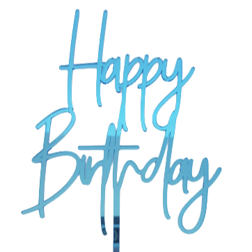 CAKE TOPPER HAPPY BIRTHDAY ESPEJO AZUL